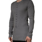 Dolce & Gabbana Gray Ribbed Cotton Long-Sleeve Henley  T-shirt