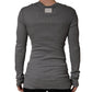 Dolce & Gabbana Gray Ribbed Cotton Long-Sleeve Henley  T-shirt