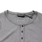 Dolce & Gabbana Gray Ribbed Cotton Long-Sleeve Henley  T-shirt