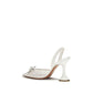 Amina Muaddi White Cotton Stiletto Heel Sandals