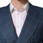 Dolce & Gabbana Blue Checked Double Breasted Men Suit Jacket