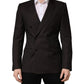 Dolce & Gabbana Dark Violet Wool Double Breasted Suit Jacket