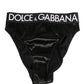 Dolce & Gabbana Black Satin High-Waist Brief Logo Women Underwear