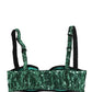 Dolce & Gabbana Green Sequined Nyon Balconnet Bra Underwear