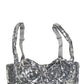 Dolce & Gabbana Silver Sequined Nyon Balconnet Bra Underwear