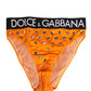 Dolce & Gabbana Orange Crystal High Waist Brief Panty Underwear