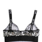 Dolce & Gabbana Silver Sequined Triangle Soft Cup Bra Underwear