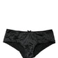Dolce & Gabbana Black Silk Stretch Mid Waist Brief Panty Underwear
