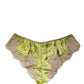 Dolce & Gabbana Underwear Green Silk Satin Floral Lace Panty Brief