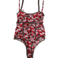 Roberto Cavalli Multicolor CherryPrint Lace Bodysuit Underwear