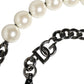 Dolce & Gabbana White Leather Silver Chain Bag Accessory Shoulder Strap