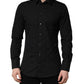 Dolce & Gabbana Black MARTINI Cotton Slim Dress Formal Shirt