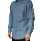Dolce & Gabbana Blue Cotton Stretch Casual Denim Slim Shirt