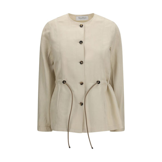 Max Mara Beige Linen Full-Length Jacket