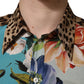 Dolce & Gabbana Multicolor Floral Animal Print Collared Shirt
