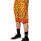 Dolce & Gabbana Yellow Red Cherry Print Silk Bermuda Shorts
