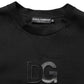Dolce & Gabbana Black Cotton DG Men CrewNeck Pullover Sweater
