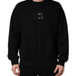 Dolce & Gabbana Black Cotton DG Men CrewNeck Pullover Sweater