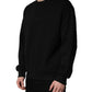 Dolce & Gabbana Black Cotton DG Men CrewNeck Pullover Sweater