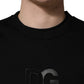Dolce & Gabbana Black Cotton DG Men CrewNeck Pullover Sweater