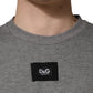 Dolce & Gabbana Gray Cotton Logo Appliqué CrewNeck T-shirt