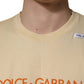 Dolce & Gabbana Yellow Logo Print Cotton Crew Neck T-shirt