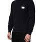 Dolce & Gabbana Black Logo Plaque Jersey Sweatshirt Cotton Sweater