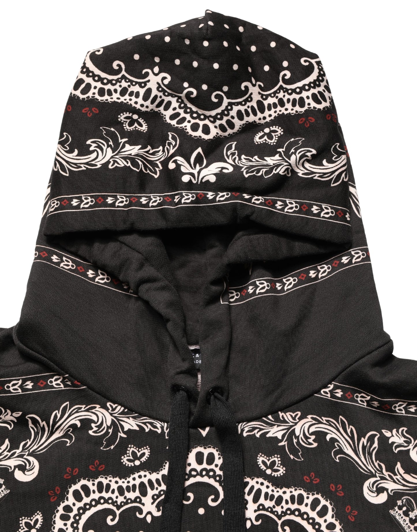 Dolce & Gabbana Black Bandana Print Cotton Men Hoodie Sweater