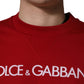 Dolce & Gabbana Red Cotton DG Logo Jersey Sweatshirt Sweater