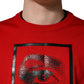 Dolce & Gabbana Red Eye Print Crew Neck Pullover Sweater