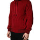 Dolce & Gabbana Red Cotton Full Zip Fleece Men Hoodie Sweater
