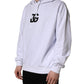 Dolce & Gabbana White Logo Print Cotton Hooded Sweatshirt Sweater