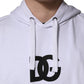 Dolce & Gabbana White Logo Print Cotton Hooded Sweatshirt Sweater