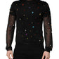 Dolce & Gabbana Black Crystal Embellished TurtleNeck Sweater