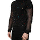 Dolce & Gabbana Black Crystal Embellished TurtleNeck Sweater