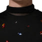 Dolce & Gabbana Black Crystal Embellished TurtleNeck Sweater