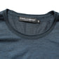 Dolce & Gabbana Dark Blue Silk Crew Neck Short Sleeve T-shirt
