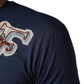 Dolce & Gabbana Navy Blue Cotton Graphic Crew Neck T-shirt