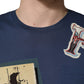 Dolce & Gabbana Navy Blue Cotton Graphic Crew Neck T-shirt