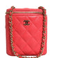 Chanel Red Caviar Quilted Small Vertical Coco Beauty Vanity Case with Chain