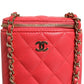 Chanel Red Caviar Quilted Small Vertical Coco Beauty Vanity Case with Chain