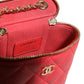 Chanel Red Caviar Quilted Small Vertical Coco Beauty Vanity Case with Chain