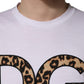 Dolce & Gabbana White Leopard Print DG Logo MenCotton T-shirt