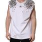 Dolce & Gabbana White Rhinestones Sleeveless Round Neck T-shirt