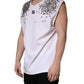 Dolce & Gabbana White Rhinestones Sleeveless Round Neck T-shirt