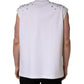 Dolce & Gabbana White Rhinestones Sleeveless Round Neck T-shirt
