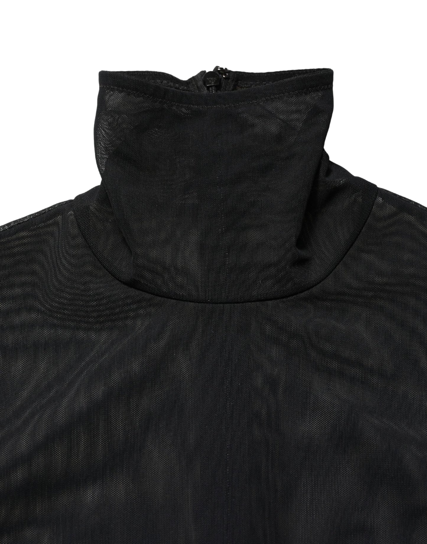 Dolce & Gabbana Black Nylon Sheer Turtleneck Jumpsuit Dress