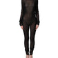 Dolce & Gabbana Black Nylon Sheer Turtleneck Jumpsuit Dress