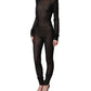 Dolce & Gabbana Black Nylon Sheer Turtleneck Jumpsuit Dress