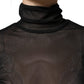 Dolce & Gabbana Black Nylon Sheer Turtleneck Jumpsuit Dress
